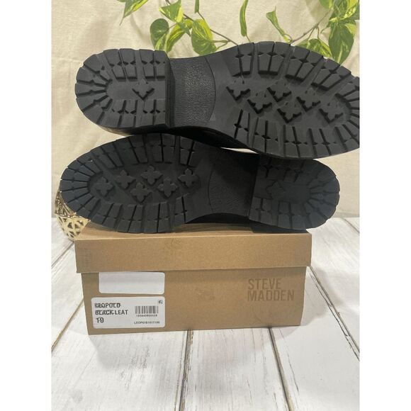 Steve Madden Leopold Chelsea Boots - Black Leather 10M - Picture 4 of 7